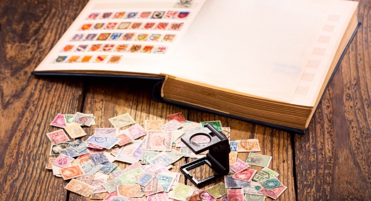 Stamp Collection with Magnifyer