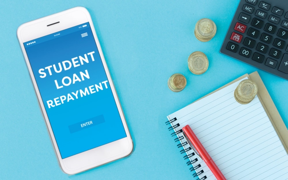 Student loan repayment app on mobile phone